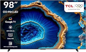 تلفزيون تي سي ال 98 بوصة QD-Mini LED - دقة 4K، معدل تحديث 144Hz، تقنية IMAX - موديل 98C755 (أسود)