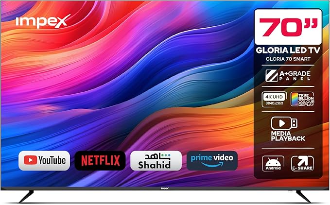 تلفزيون إمبكس 70 بوصة 4K UHD - شاشة ذكية بتكنولوجيا LED - سلسلة جلوريا 70