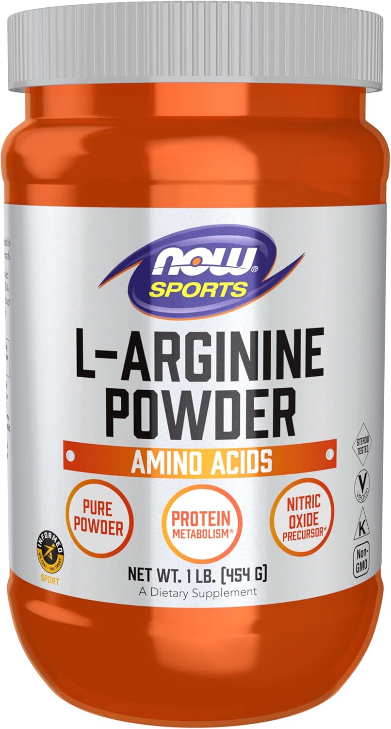 بودرة إل-أرجنين (L-Arginine) من ناو فودز - مكمل غذائي لتعزيز الأداء الرياضي (454 جرام / 1 باوند)