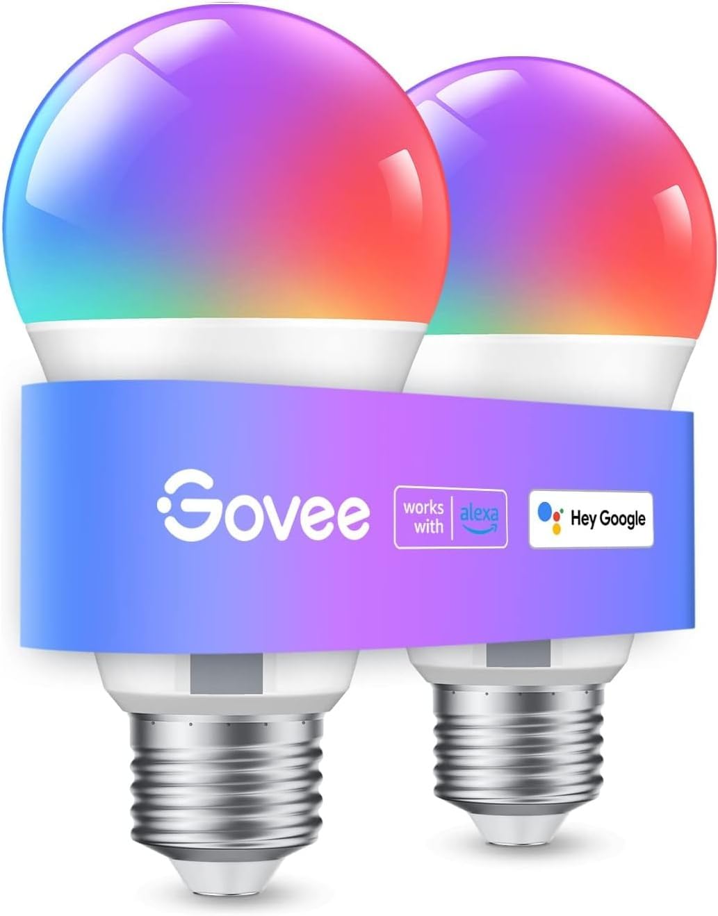 مصباح جوفي (Govee) الذكي E27 - إضاءة RGB بـ 16 مليون لون، تحكم صوتي و54 مشهد (عبوة قطعتين)