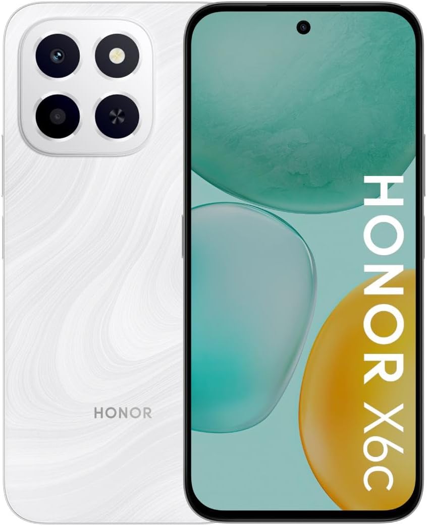 جوال هونر Honor X6c، ذاكرة 256 جيجابايت ورام 6 جيجابايت - تصميم مون لايت الأبيض الأنيق، ثنائي الشريحة