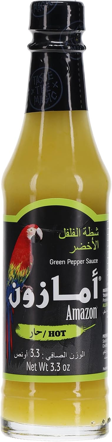 صلصة الفلفل الأخضر من أمازون - نكهة حارة ومنعشة، عبوة عملية بحجم 98 مل.