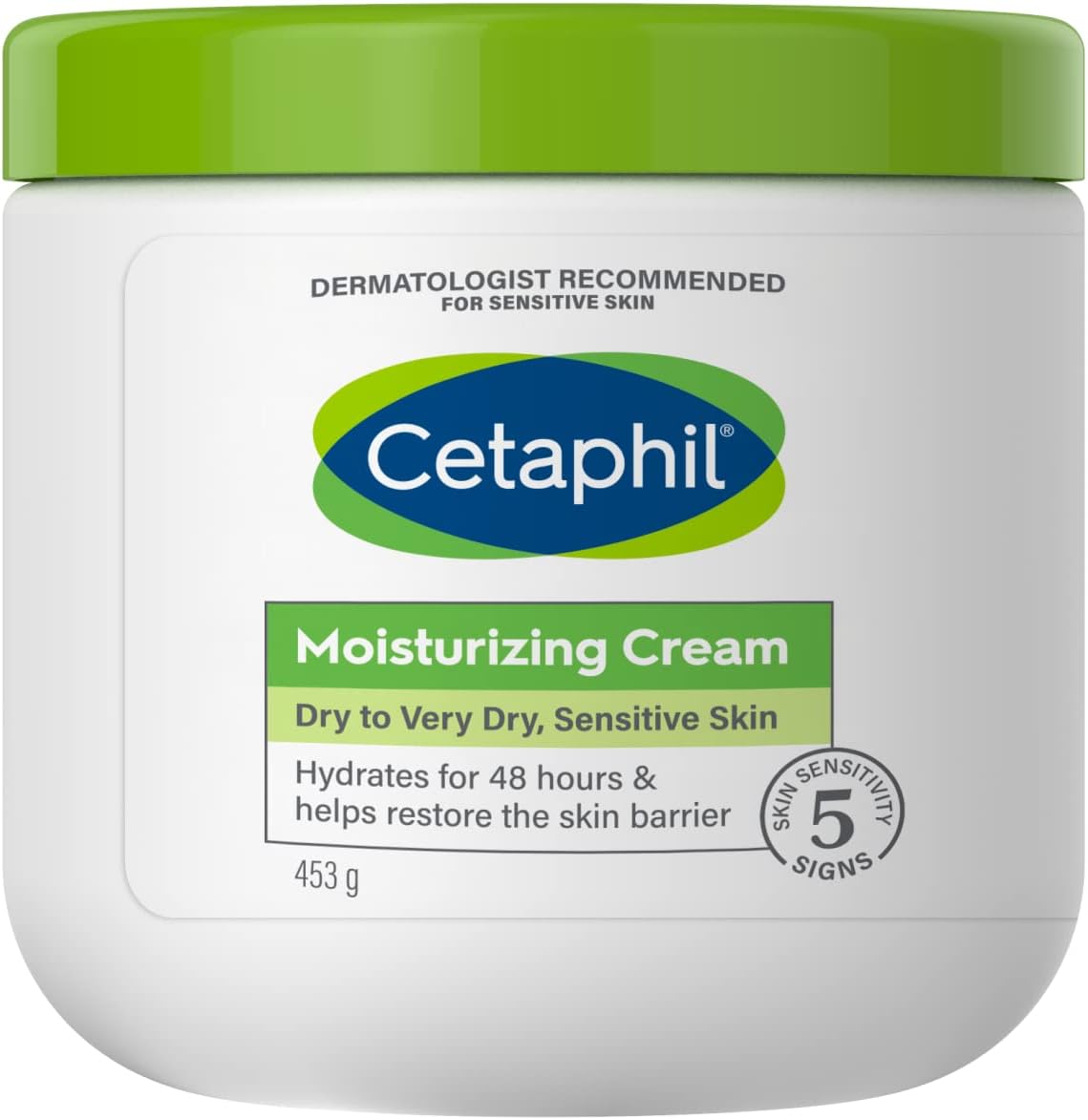 كريم سيتافيل (Cetaphil) المرطب للبشرة الجافة والحساسة - العناية القصوى للوجه والجسم (450 جم).