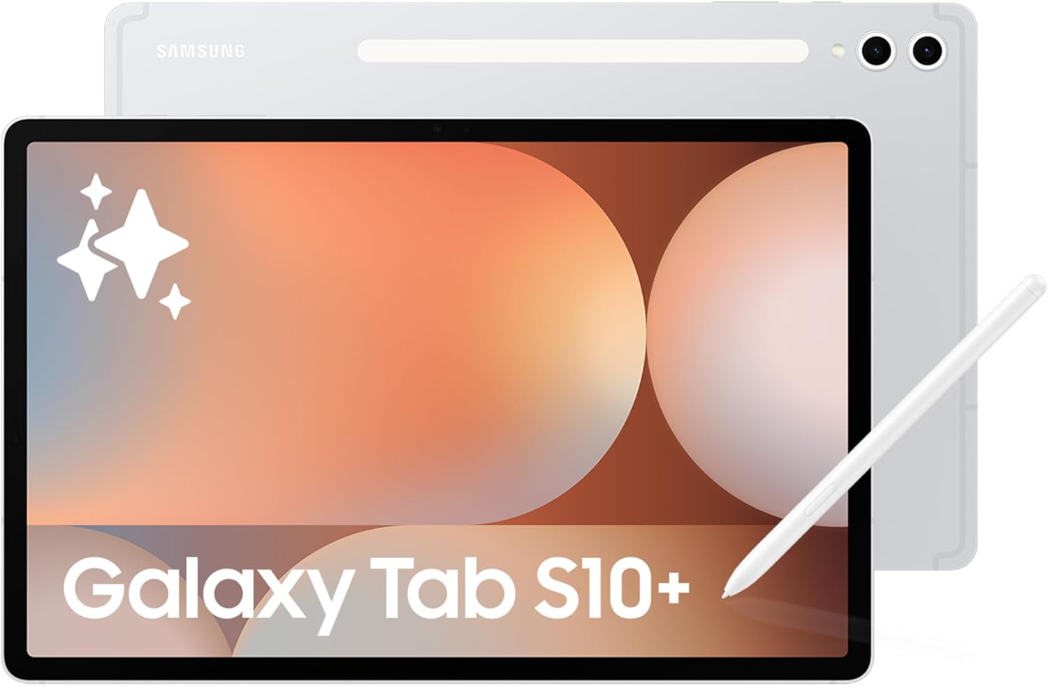 سامسونج جالاكسي تاب S10+ (إصدار السعودية) - تابلت الذكاء الاصطناعي الأقوى، شاشة AMOLED مضادة للانعكاس، 12GB RAM، يتضمن قلم S، فضي بلاتينيوم.