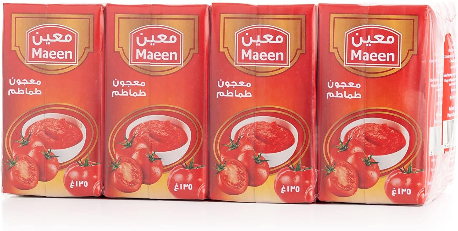 معجون طماطم معين - نكهة طبيعية ولون غني لأطباقك، 8 عبوات × 135 جم