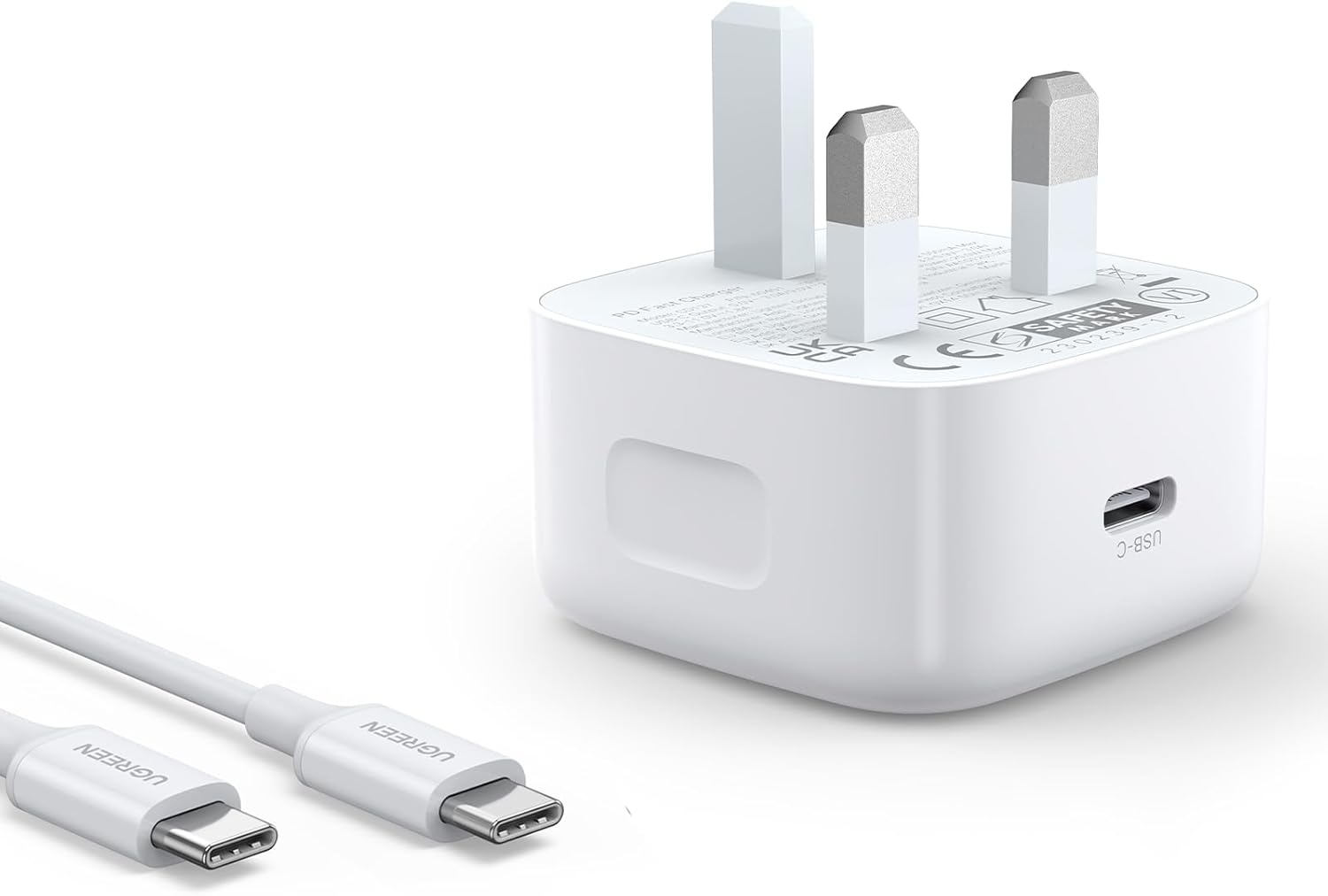 شاحن يوجرين 20 واط، سريع ومنفذ USB-C - متوافق مع آيفون 16 برو، 15، 14، 13