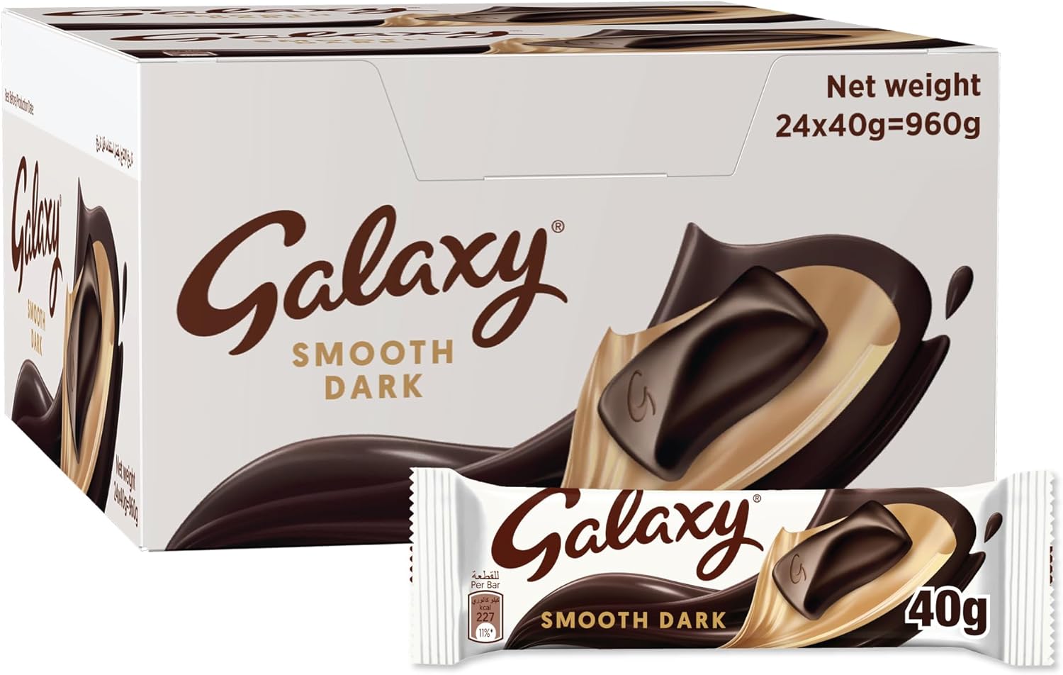 شوكولاتة جالكسي سموث دارك (Galaxy Smooth Dark) - 24 قطعة (40 جم) - تجربة الشوكولاتة الداكنة الناعمة