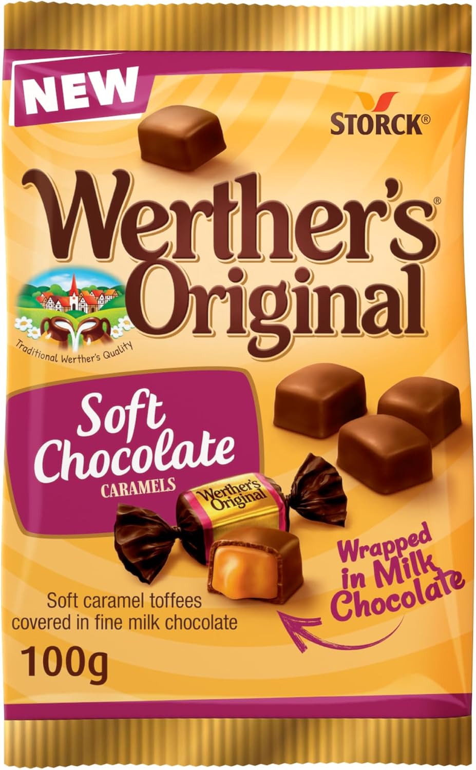 حلوى ويرذرز أورجينال (Werther's Original) بالشوكولاتة والكراميل - نكهة كريمية تقليدية - 100 جرام - مثالية للمشاركة