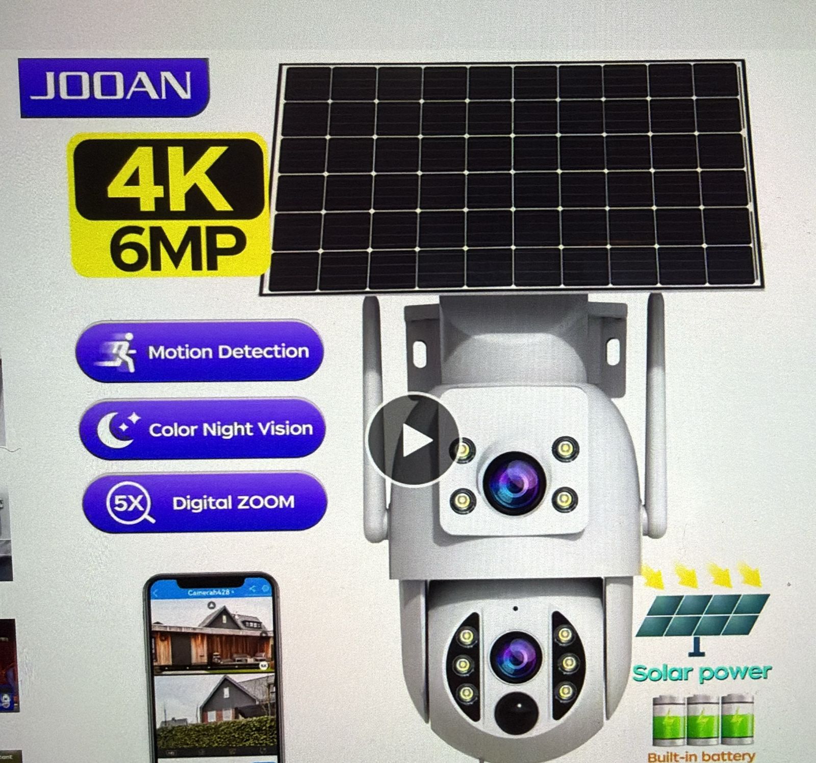 كاميرا المراقبة الذكية من JOOAN – دقة 4K فائقة، عدسة مزدوجة، وطاقة شمسية مستدامة | حماية لاسلكية متطورة لبيتك