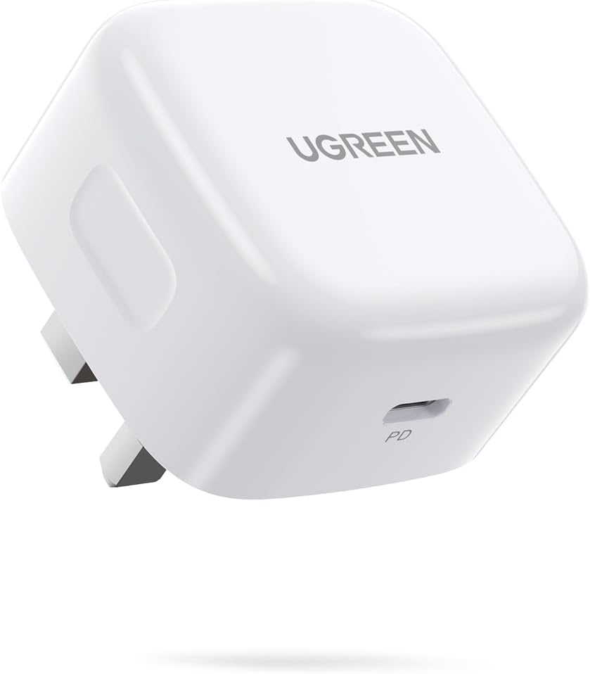 شاحن يوجرين (UGREEN) السريع 20 واط – منفذ USB-C واحد – تقنية الشحن الذكي وحماية متعددة – متوافق مع آيفون (16/15/14)، سامسونج، وهواوي – تصميم محمول