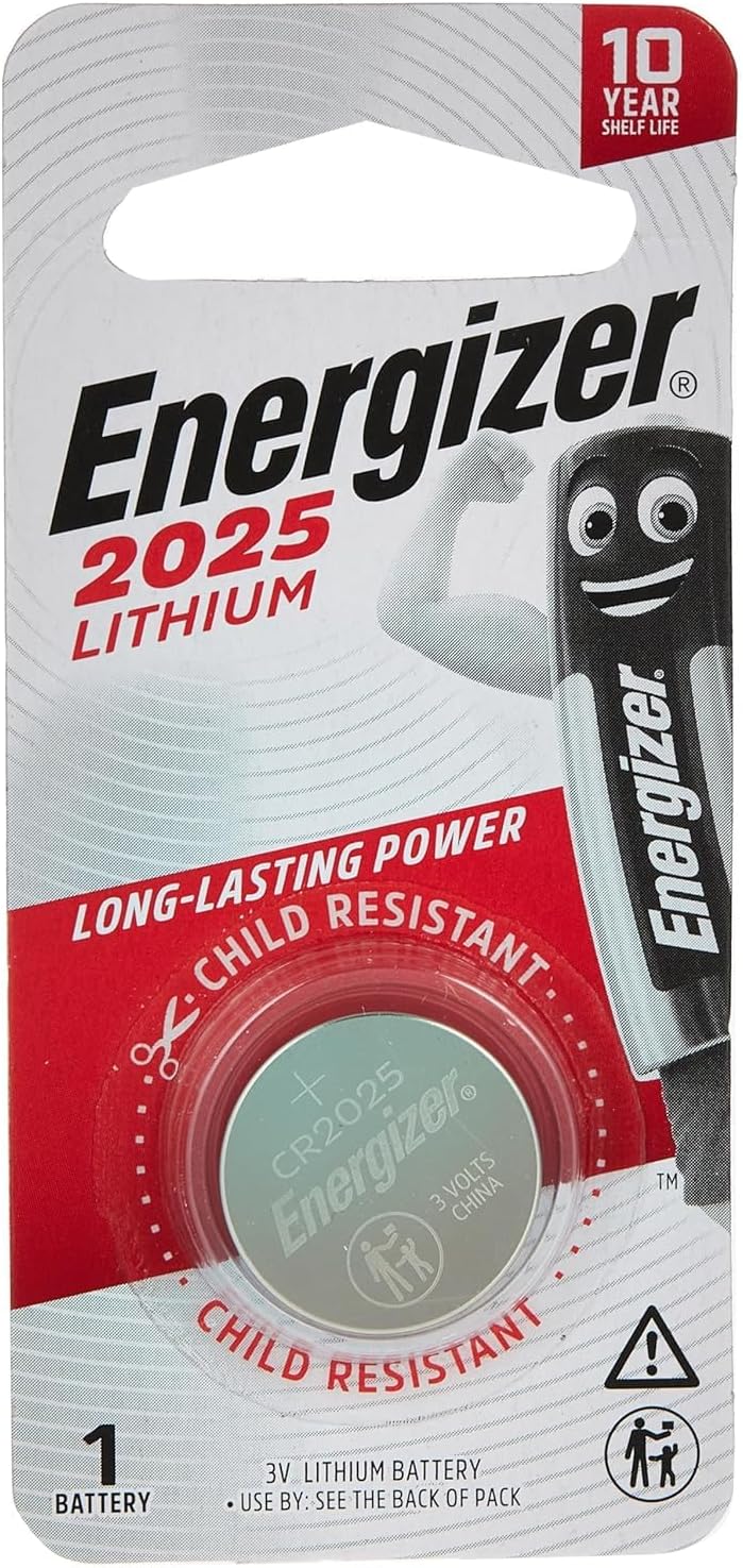 بطارية ليثيوم "عملة معدنية" (Coin Cell) من إنرجايزر (Energizer) – موديل CR2025 – جهد 3 فولت – عبوة قطعة واحدة (ECR 2025BP1) – طاقة موثوقة للأجهزة الدقيقة