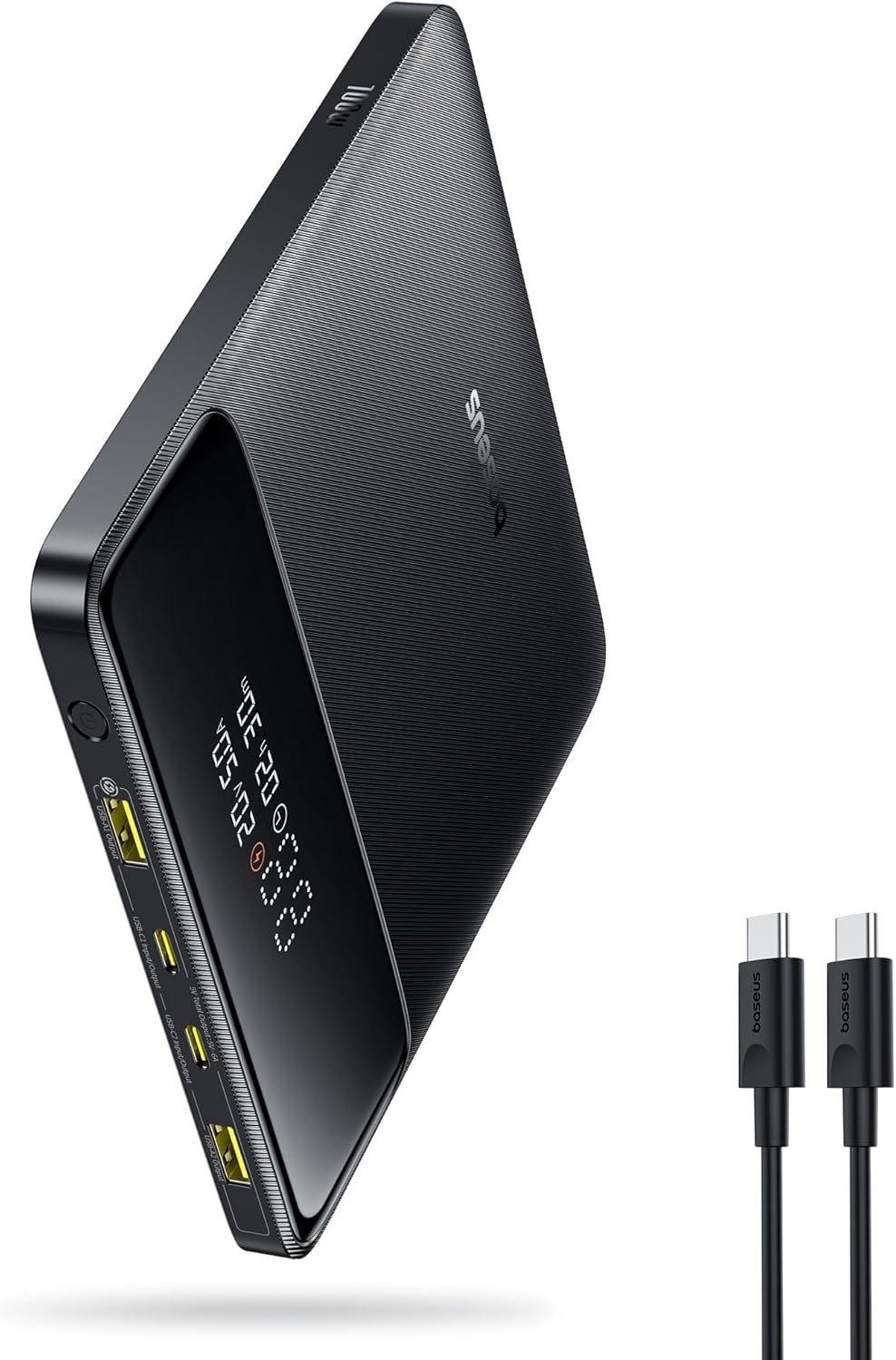 باور بانك باسيوس (Baseus) Blade H1 - قوة 100 واط، سعة 20,000 مللي أمبير، شحن فائق السرعة للابتوب وماك بوك، QC 4.0، متوافق مع آيفون 16/15، ستيم ديك، وروج ألي